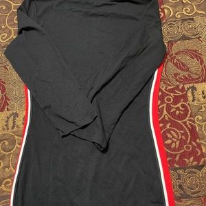 Black red and white striped bodycon dress
